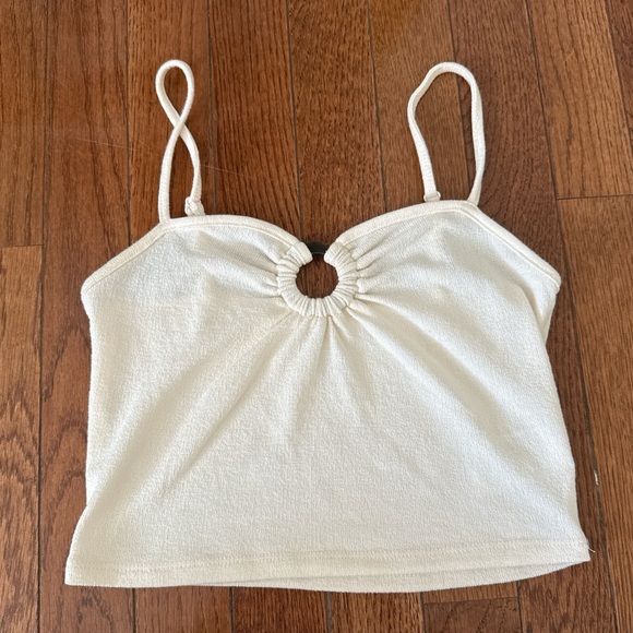 American Eagle Outfitters Tops - American Eagle Outfitters White Ruched Crop Camisole